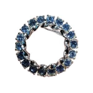 Vintage Blue Crystal Wreath Brooch